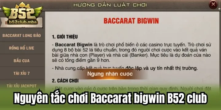Chi tiết cách tham gia Baccarat bigwin B52 club