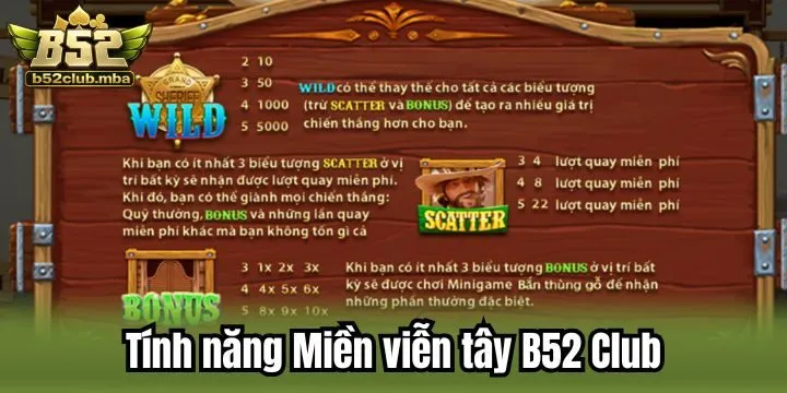 Tổng hợp tính năng độc quyền của miền viễn tây B52 Club 
